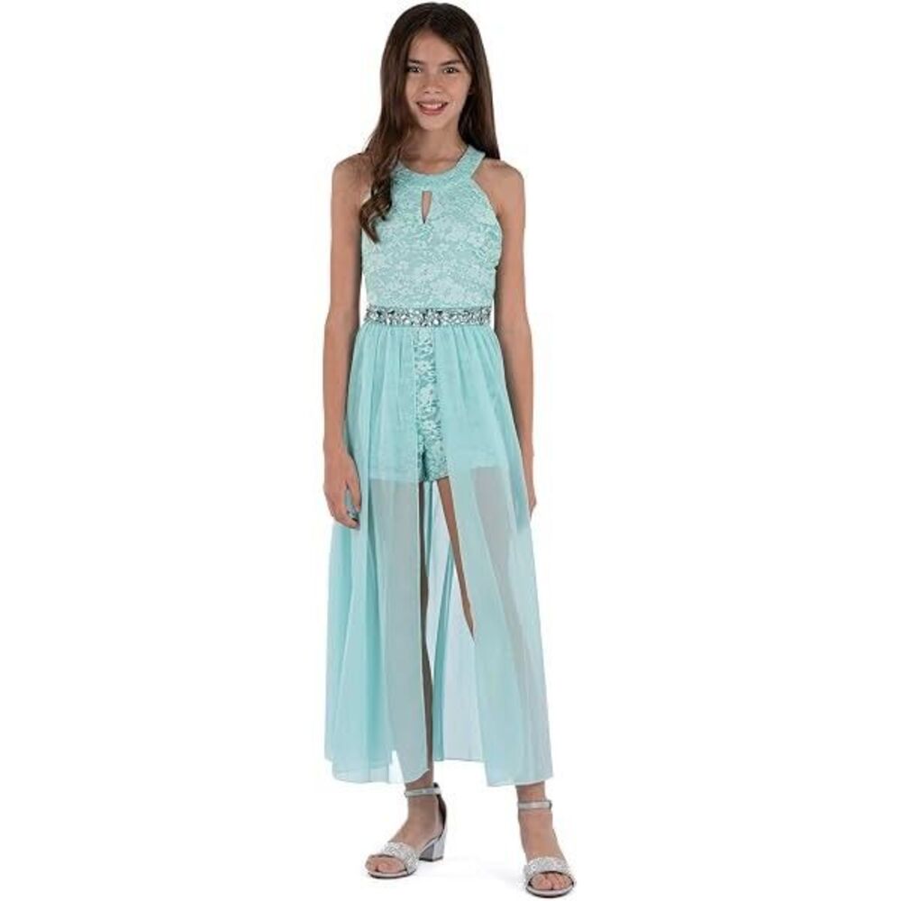 Speechless Girls Aqua Romper Party Dress Sz 14